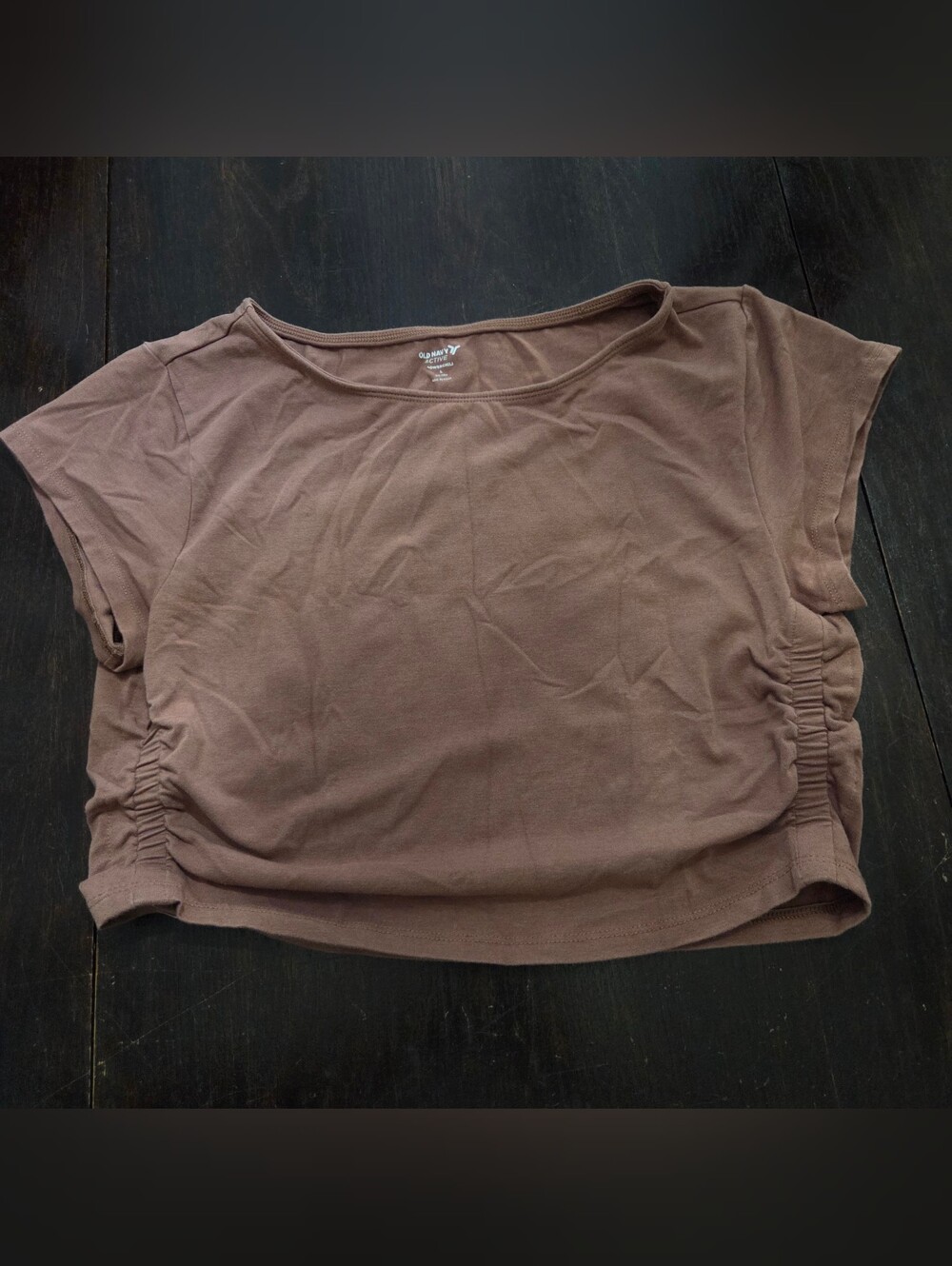 Old Navy Brown Ruched-Side Scoop Crop Top